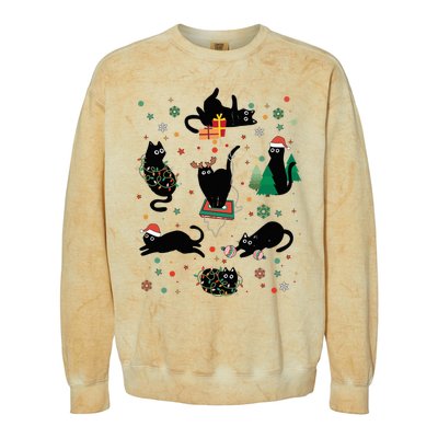 Cute Christmas Light Cat Funny Cat Lover Merry Christmas Colorblast Crewneck Sweatshirt