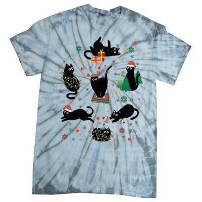 Cute Christmas Light Cat Funny Cat Lover Merry Christmas Tie-Dye T-Shirt