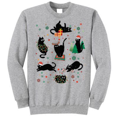 Cute Christmas Light Cat Funny Cat Lover Merry Christmas Tall Sweatshirt