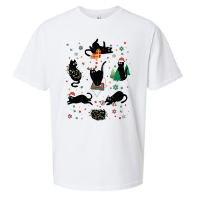 Cute Christmas Light Cat Funny Cat Lover Merry Christmas Sueded Cloud Jersey T-Shirt