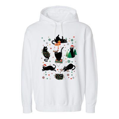 Cute Christmas Light Cat Funny Cat Lover Merry Christmas Garment-Dyed Fleece Hoodie