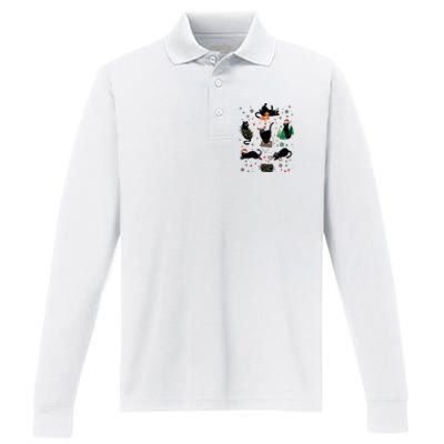 Cute Christmas Light Cat Funny Cat Lover Merry Christmas Performance Long Sleeve Polo