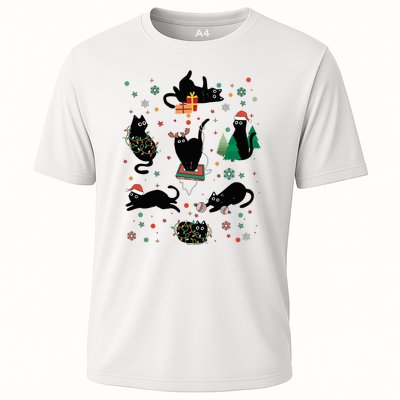 Cute Christmas Light Cat Funny Cat Lover Merry Christmas Cooling Performance Crew T-Shirt