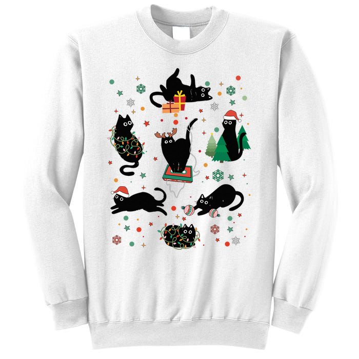 Cute Christmas Light Cat Funny Cat Lover Merry Christmas Sweatshirt