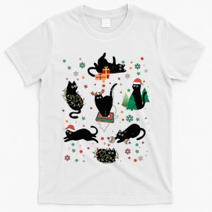 Cute Christmas Light Cat Funny Cat Lover Merry Christmas T-Shirt