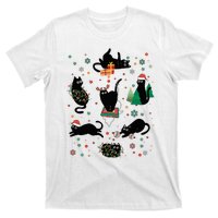 Cute Christmas Light Cat Funny Cat Lover Merry Christmas T-Shirt