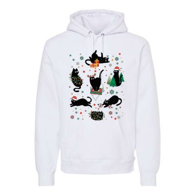 Cute Christmas Light Cat Funny Cat Lover Merry Christmas Premium Hoodie