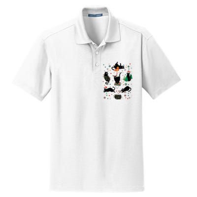 Cute Christmas Light Cat Funny Cat Lover Merry Christmas Dry Zone Grid Polo