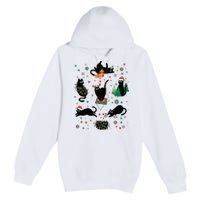 Cute Christmas Light Cat Funny Cat Lover Merry Christmas Premium Pullover Hoodie