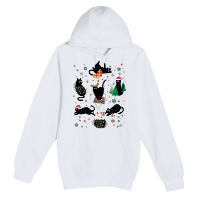 Cute Christmas Light Cat Funny Cat Lover Merry Christmas Premium Pullover Hoodie