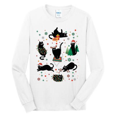 Cute Christmas Light Cat Funny Cat Lover Merry Christmas Tall Long Sleeve T-Shirt