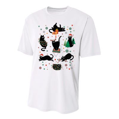 Cute Christmas Light Cat Funny Cat Lover Merry Christmas Performance Sprint T-Shirt