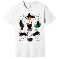 Cute Christmas Light Cat Funny Cat Lover Merry Christmas Premium T-Shirt