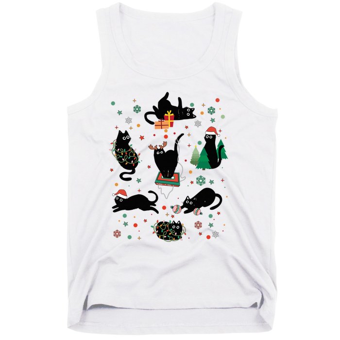 Cute Christmas Light Cat Funny Cat Lover Merry Christmas Tank Top