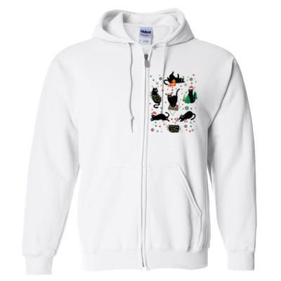 Cute Christmas Light Cat Funny Cat Lover Merry Christmas Full Zip Hoodie