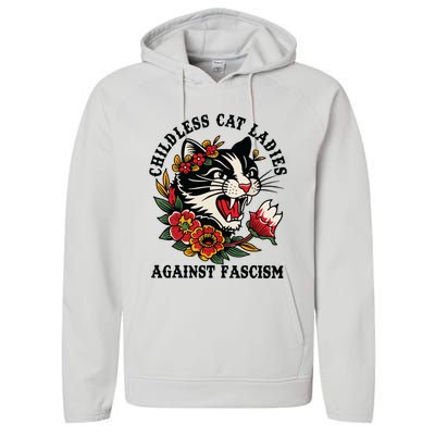 Childless Cat Ladies Against Fascism Feminist Performance Fleece Hoodie