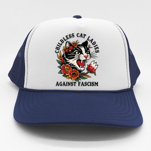 Childless Cat Ladies Against Fascism Feminist Trucker Hat