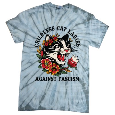 Childless Cat Ladies Against Fascism Feminist Tie-Dye T-Shirt