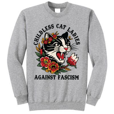 Childless Cat Ladies Against Fascism Feminist Tall Sweatshirt