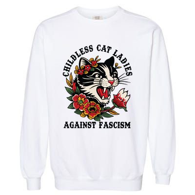 Childless Cat Ladies Against Fascism Feminist Garment-Dyed Sweatshirt