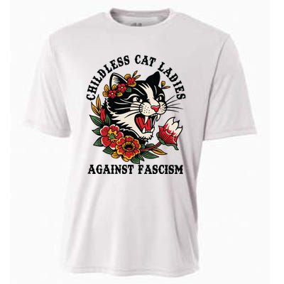 Childless Cat Ladies Against Fascism Feminist Cooling Performance Crew T-Shirt