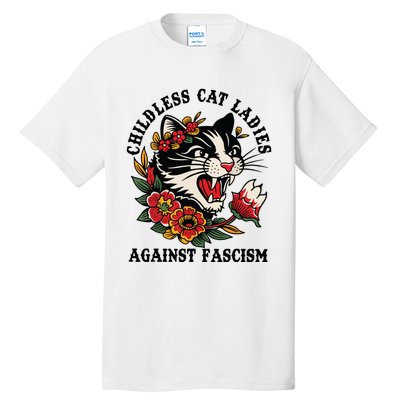 Childless Cat Ladies Against Fascism Feminist Tall T-Shirt