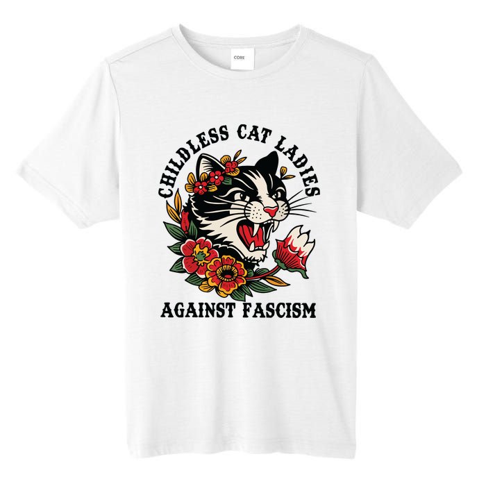 Childless Cat Ladies Against Fascism Feminist Tall Fusion ChromaSoft Performance T-Shirt