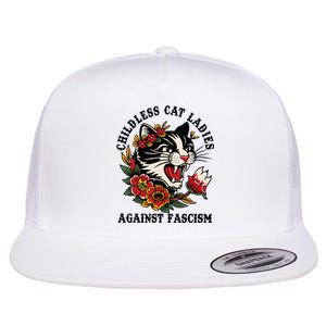 Childless Cat Ladies Against Fascism Feminist Flat Bill Trucker Hat