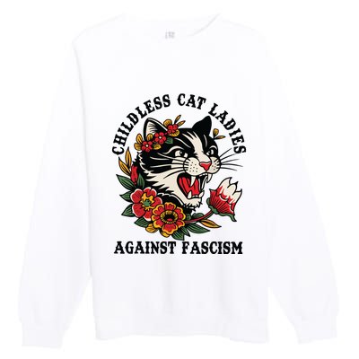 Childless Cat Ladies Against Fascism Feminist Premium Crewneck Sweatshirt