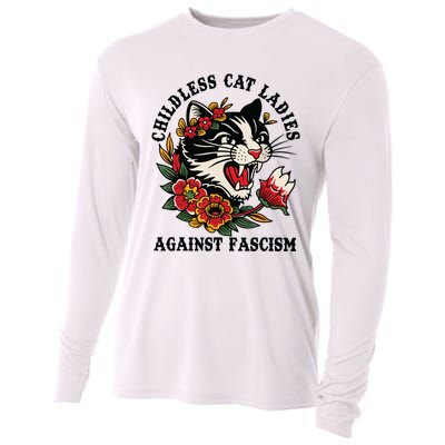 Childless Cat Ladies Against Fascism Feminist Cooling Performance Long Sleeve Crew