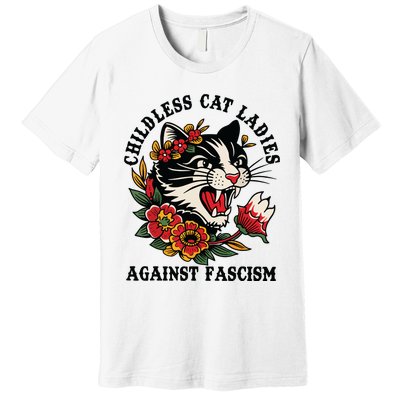 Childless Cat Ladies Against Fascism Feminist Premium T-Shirt