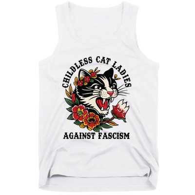 Childless Cat Ladies Against Fascism Feminist Tank Top