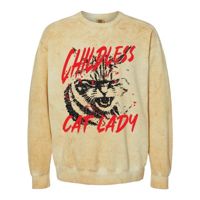 Childless Cat Lady Kamala For President 2024 Colorblast Crewneck Sweatshirt