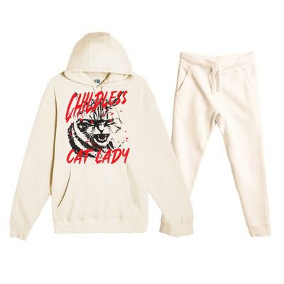 Childless Cat Lady Kamala For President 2024 Premium Hooded Sweatsuit Set