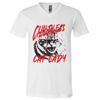 Childless Cat Lady Kamala For President 2024 V-Neck T-Shirt