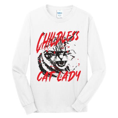 Childless Cat Lady Kamala For President 2024 Tall Long Sleeve T-Shirt