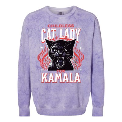 Childless Cat Lady For Kamala Harris 2024 President Election Colorblast Crewneck Sweatshirt