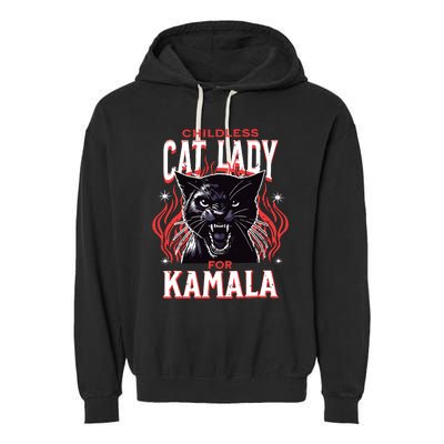 Childless Cat Lady For Kamala Harris 2024 President Election Garment-Dyed Fleece Hoodie