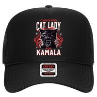 Childless Cat Lady For Kamala Harris 2024 President Election High Crown Mesh Back Trucker Hat