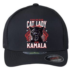 Childless Cat Lady For Kamala Harris 2024 President Election Flexfit Unipanel Trucker Cap