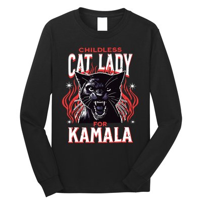 Childless Cat Lady For Kamala Harris 2024 President Election Long Sleeve Shirt