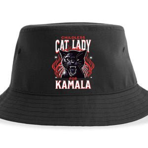 Childless Cat Lady For Kamala Harris 2024 President Election Sustainable Bucket Hat