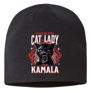 Childless Cat Lady For Kamala Harris 2024 President Election Sustainable Beanie