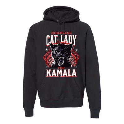 Childless Cat Lady For Kamala Harris 2024 President Election Premium Hoodie