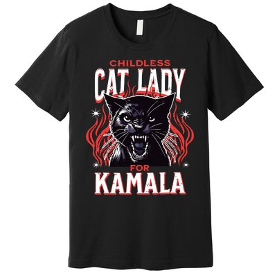 Childless Cat Lady For Kamala Harris 2024 President Election Premium T-Shirt