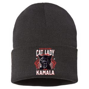 Childless Cat Lady For Kamala Harris 2024 President Election Sustainable Knit Beanie