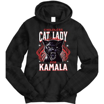 Childless Cat Lady For Kamala Harris 2024 President Election Tie Dye Hoodie