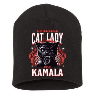 Childless Cat Lady For Kamala Harris 2024 President Election Short Acrylic Beanie