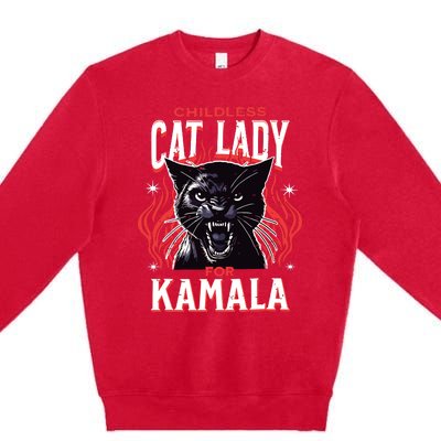 Childless Cat Lady For Kamala Harris 2024 President Election Premium Crewneck Sweatshirt