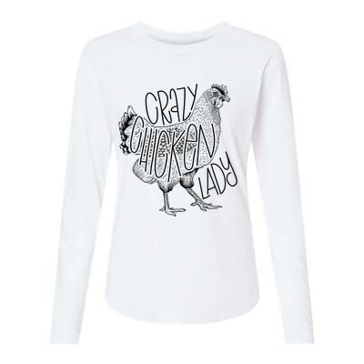 Crazy Chicken Lady Funny Farm Lady Womens Cotton Relaxed Long Sleeve T-Shirt